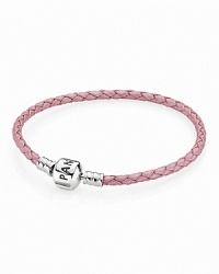 Charms and clips shine against PANDORA's leather single wrap bracelet. A sterling silver signature clasp lends an added touch of luxe. Charms and clips shine against PANDORA's leather single wrap bracelet. A sterling silver signature clasp lends an added touch of luxe.