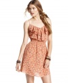 Tiers of ruffles add feminine flourish to this floral-print day dress from American Rag! (Clearance)