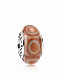 A concentric circular pattern adds decorative depth to this murano glass charm. Logo-engraved sterling silver trim displays the PANDORA signature. A concentric circular pattern adds decorative depth to this murano glass charm. Logo-engraved sterling silver trim displays the PANDORA signature.