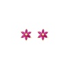 14K Yellow Gold Red, Deep Pink Flower CZ Stud Earrings with Screw-back for Baby and Children