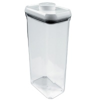 The Containers by Oxo International are airtight seal with the press of a button. Modular stacking system for optimal countertop and pantry organization. Also, great for use in the garage, sewing room, play room and more. Rectangular shape for maximize space-efficiency. The Container corners allow for easy pouring and pop-up button serves as handle to lift off lid. The Containers by Oxo International are airtight seal with the press of a button. Modular stacking system for optimal countertop and pantry organization. Also, great for use in the garage, sewing room, play room and more. Rectangular shape for maximize space-efficiency. The Container corners allow for easy pouring and pop-up button serves as handle to lift off lid.
