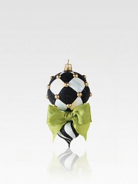 A charming, mouthblown glass ornament is destined for many Christmases to come in handpainted chevrons of ivory and onyx. Glass6 longWipe cleanImported A charming, mouthblown glass ornament is destined for many Christmases to come in handpainted chevrons of ivory and onyx. Glass6 longWipe cleanImported