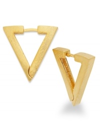 Three-sided sophistication, by Bar III. With a triangular silhouette, these hoop earrings get straight to the point. Crafted in matte gold tone mixed metal. Approximate drop: 7/8 inch. Three-sided sophistication, by Bar III. With a triangular silhouette, these hoop earrings get straight to the point. Crafted in matte gold tone mixed metal. Approximate drop: 7/8 inch.