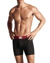 Smooth and ultra modern microfiber fabric made of soft yet quick drying nylon with elastane for flexibility of movement. Flat lock closures for comfort against the body. Boxer brief silhouette.