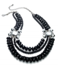Jet black beads spice up your day-to-day look. With layers of plastic beads, this Bar III necklace ties it all together with acrylic crystal stones. Crafted in hematite tone mixed metal. Approximate length: 18 inches + 4-inch extender. Jet black beads spice up your day-to-day look. With layers of plastic beads, this Bar III necklace ties it all together with acrylic crystal stones. Crafted in hematite tone mixed metal. Approximate length: 18 inches + 4-inch extender.