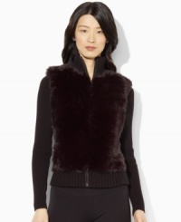 Lauren Ralph Lauren's cozy full-zip cardigan is crafted in soft combed cotton with plush faux fur at the front for luxe style. Lauren Ralph Lauren's cozy full-zip cardigan is crafted in soft combed cotton with plush faux fur at the front for luxe style.
