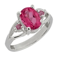 1.80 Ct Oval Pink Topaz And Pink Sapphire Silver Ring 1.80 Ct Oval Pink Topaz And Pink Sapphire Silver Ring