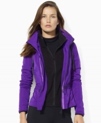 Lauren Ralph Lauren's adjustable cinched waist lends a chic, feminine feel to a sporty jacket constructed with a soft Polarfleece® facing and angled zip pockets at the chest. Lauren Ralph Lauren's adjustable cinched waist lends a chic, feminine feel to a sporty jacket constructed with a soft Polarfleece® facing and angled zip pockets at the chest.