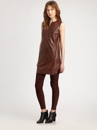 Supple lambskin in a sleek leather sheath styled with a casual-cool shirttail hem.Split V-neckSleevelessPrincess seamsWelt pocketsFlat frontBack box pleatAbout 20 from natural waistLeatherDry clean by a leather specialistImportedModel shown is 5'11 (180cm) wearing US size 4. Supple lambskin in a sleek leather sheath styled with a casual-cool shirttail hem.Split V-neckSleevelessPrincess seamsWelt pocketsFlat frontBack box pleatAbout 20 from natural waistLeatherDry clean by a leather specialistImportedModel shown is 5'11 (180cm) wearing US size 4.