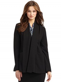 THE LOOKFoldover elongated collarPleated shouldersLong sleevesTab front closureDual front patch pocketsTHE FITAbout 27 from shoulder to hemFully linedTHE MATERIAL95% viscose/3% polyamide/2% elastaneCARE & ORIGINHand washImportedModel shown is 5'10½ (179cm) wearing US size Small. THE LOOKFoldover elongated collarPleated shouldersLong sleevesTab front closureDual front patch pocketsTHE FITAbout 27 from shoulder to hemFully linedTHE MATERIAL95% viscose/3% polyamide/2% elastaneCARE & ORIGINHand washImportedModel shown is 5'10½ (179cm) wearing US size Small.