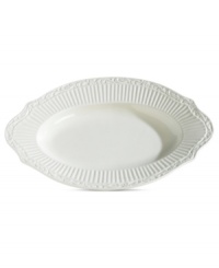 A fluted border, scrolling vines and scalloped edge give this Italian Countryside tray its classic elegance. Finished with a simple white glaze, it's an essential part of the traditional Mikasa dinnerware collection. A fluted border, scrolling vines and scalloped edge give this Italian Countryside tray its classic elegance. Finished with a simple white glaze, it's an essential part of the traditional Mikasa dinnerware collection.