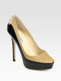 Smooth, tried-and-true leather silhouette with contrasting patent leather trim and a substantial heel. Self-covered heel, 5 (125mm)Covered platform, 1 (25mm)Compares to a 4 heel (100mm)Leather and patent leather upperLeather lining and solePadded insoleMade in ItalyOUR FIT MODEL RECOMMENDS ordering one half size up as this style runs small. Smooth, tried-and-true leather silhouette with contrasting patent leather trim and a substantial heel. Self-covered heel, 5 (125mm)Covered platform, 1 (25mm)Compares to a 4 heel (100mm)Leather and patent leather upperLeather lining and solePadded insoleMade in ItalyOUR FIT MODEL RECOMMENDS ordering one half size up as this style runs small.