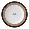 Wedgwood pays tribute to the traditional English equestrian lifestyle with this fine soup plate inspired by the work of 18th-century horse painter George Stubbs. Burnished gold silhouettes, classic stirrup stripes and rich shades of tan and brown evoke the stylish essence of horse riding.