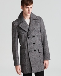 The herringbone pattern of this distinguished coat lifts the design to new heights, adding a unique touch to what is already well-crafted in quality lambswool. Always maintain your polish in the brisk weather with Burberry Brit. The herringbone pattern of this distinguished coat lifts the design to new heights, adding a unique touch to what is already well-crafted in quality lambswool. Always maintain your polish in the brisk weather with Burberry Brit.