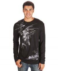 A shattered graphic and a sleek fit give this Marc Ecko Cut & Sew thermal an edgy style. A shattered graphic and a sleek fit give this Marc Ecko Cut & Sew thermal an edgy style.