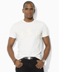 A trim-fitting cotton jersey t-shirt embraces both comfort and classic vintage style with a tonal USA patch at the chest. (Clearance) A trim-fitting cotton jersey t-shirt embraces both comfort and classic vintage style with a tonal USA patch at the chest. (Clearance)