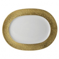 Bernardaud Ecume Gold Oval Platter 13.8 In Bernardaud Ecume Gold Oval Platter 13.8 In