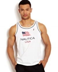 Show your patriotic pride with this USA graphic logo tank from Nautica. Show your patriotic pride with this USA graphic logo tank from Nautica.