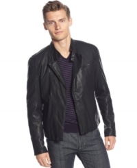 A step up from your rebel-rousing look, this moto-inspired jacket is all grown up. A step up from your rebel-rousing look, this moto-inspired jacket is all grown up.