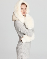 In true Rachel Zoe fashion, this cozy hooded neck warmer is trimmed with luxe fox fur.