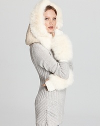 In true Rachel Zoe fashion, this cozy hooded neck warmer is trimmed with luxe fox fur. In true Rachel Zoe fashion, this cozy hooded neck warmer is trimmed with luxe fox fur.