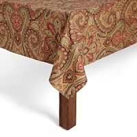 Set the table with these classic cotton jacquard table linens in a paisley pattern of rich earth tones. Set the table with these classic cotton jacquard table linens in a paisley pattern of rich earth tones.