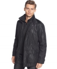 Leave the minivan in the garage if you're going to go out wearing this modern and hip car coat from Calvin Klein. Leave the minivan in the garage if you're going to go out wearing this modern and hip car coat from Calvin Klein.