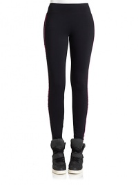 THE LOOKBanded elastic waist Ruched sides with contrast pipingTHE FITRise, about 8Inseam, about 23THE MATERIALNylon/spandexCARE & ORIGINMachine washImportedModel shown is 5'10 (177cm) wearing US size Small. THE LOOKBanded elastic waist Ruched sides with contrast pipingTHE FITRise, about 8Inseam, about 23THE MATERIALNylon/spandexCARE & ORIGINMachine washImportedModel shown is 5'10 (177cm) wearing US size Small.