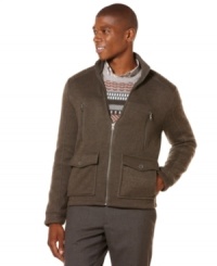 This handsome slim shirt jacket by Perry Ellis is perfect for cool fall days. This handsome slim shirt jacket by Perry Ellis is perfect for cool fall days.