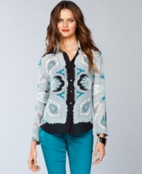 Divine paisley makes even the tamest outfit seem totally exotic. INC updates a classic petite shirt with a colorful, intricate print for a whole new look! Divine paisley makes even the tamest outfit seem totally exotic. INC updates a classic petite shirt with a colorful, intricate print for a whole new look!
