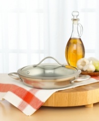 Versatile and strong, this everyday pan features a three-ply 18/10 stainless steel interior and exterior that is surrounded by a highly-conductive full-aluminum core that provides great cooking results. Sculpted, stay-cool long handles make it easy to move pan on stovetop. Domed, tempered glass lids for see-through convenience and pretty presentation. Oven and broiler safe (lids only safe to 450 degrees). Dishwasher safe. Lifetime warranty. Model LR1380P. Versatile and strong, this everyday pan features a three-ply 18/10 stainless steel interior and exterior that is surrounded by a highly-conductive full-aluminum core that provides great cooking results. Sculpted, stay-cool long handles make it easy to move pan on stovetop. Domed, tempered glass lids for see-through convenience and pretty presentation. Oven and broiler safe (lids only safe to 450 degrees). Dishwasher safe. Lifetime warranty. Model LR1380P.