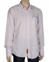 Hugo Boss Orange Label Mens Crinkled Pinstripe Dress Shirt Large L Long Sleeves Hand Crafted