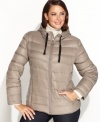 Calvin Klein's quilted puffer keeps you warm without the weight! The plus size jacket features an airy down fill and is easily packable in its matching sack.