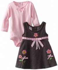 Blueberi Boulevard Baby-girls Newborn Printed Cord Jumper With Knit Body Suit, Brown, 6-9 Months Blueberi Boulevard Baby-girls Newborn Printed Cord Jumper With Knit Body Suit, Brown, 6-9 Months