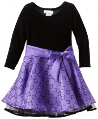 Bonnie Jean Girls 2-6X Stretch Velvet Bodice To Drop Waist Organza Skirt with Glitter, Purple, 6X