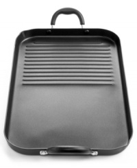 Crafted for your convenience. A hard-anodized aluminum double-burner griddle features a superior nonstick finish that promotes healthier cooking, a fast, even heat-up and a quick clean-up. Ideal for hosting breakfasts and brunches, whipping up eggs and pancakes or giving food that great grilled flavor, all in the comfort of your kitchen. Crafted for your convenience. A hard-anodized aluminum double-burner griddle features a superior nonstick finish that promotes healthier cooking, a fast, even heat-up and a quick clean-up. Ideal for hosting breakfasts and brunches, whipping up eggs and pancakes or giving food that great grilled flavor, all in the comfort of your kitchen.