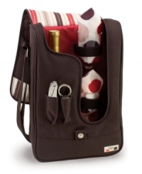 Woo your sweetie in a more natural setting. Equipped with a corkscrew, glasses and napkins for two, the easy-to-carry Barossa wine tote from Picnic Time helps you take the romance outside. With extra compartments and charming stripe detail. Featuring two colorways with floral or stripe detail. Woo your sweetie in a more natural setting. Equipped with a corkscrew, glasses and napkins for two, the easy-to-carry Barossa wine tote from Picnic Time helps you take the romance outside. With extra compartments and charming stripe detail. Featuring two colorways with floral or stripe detail.