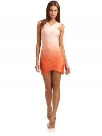 THE LOOKSignature bandage constructionOmbré designDouble V neckSide zipper with hook-and-eye closureDiamond cutout backAsymmetric front hemTHE FITAbout 33 from shoulder to hemTHE MATERIAL75% rayon/25% spandexCARE & ORIGINDry cleanImportedModel shown is 5'11 (180cm) wearing US size Small. THE LOOKSignature bandage constructionOmbré designDouble V neckSide zipper with hook-and-eye closureDiamond cutout backAsymmetric front hemTHE FITAbout 33 from shoulder to hemTHE MATERIAL75% rayon/25% spandexCARE & ORIGINDry cleanImportedModel shown is 5'11 (180cm) wearing US size Small.