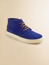 This sumptuous suede sneaker is a traditional mix between a casual boot and sporty sneaker.Rawhide lace-upSuede upper85% cotton/15% polyester liningRubber soleImported This sumptuous suede sneaker is a traditional mix between a casual boot and sporty sneaker.Rawhide lace-upSuede upper85% cotton/15% polyester liningRubber soleImported