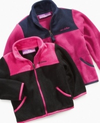 Suit up for chillier temps with the cool color-blocked design and ultra-soft Polar fleece of this everyday jacket from Pink Platinum. Suit up for chillier temps with the cool color-blocked design and ultra-soft Polar fleece of this everyday jacket from Pink Platinum.