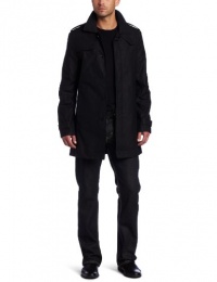 Calvin Klein Sportswear Men's Modern Mixed Media Trench Coat, Black, Large