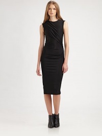 Asymmetrical pleating and side ruching revive this surprisingly soft knit dress. RoundneckLong sleevesAsymmetrical pleatsSide ruchingAbout 27 from natural waistRayon/nylon/spandexDry cleanImportedSIZE & FITModel shown is 5'10 (177cm) wearing US size Small. Asymmetrical pleating and side ruching revive this surprisingly soft knit dress. RoundneckLong sleevesAsymmetrical pleatsSide ruchingAbout 27 from natural waistRayon/nylon/spandexDry cleanImportedSIZE & FITModel shown is 5'10 (177cm) wearing US size Small.