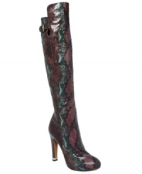 With a shiny metal plate on the bottom of the heel and sexy snake embossed leather, Donald Pliner's Dion boots have all the right fierce details. With a shiny metal plate on the bottom of the heel and sexy snake embossed leather, Donald Pliner's Dion boots have all the right fierce details.