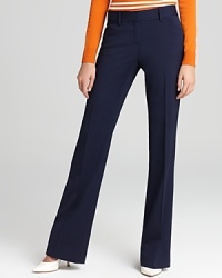 Versatile enough to suit up with a blazer or top off with classic crew, these clean, straight-leg Theory pants are ready to wear--anywhere. Versatile enough to suit up with a blazer or top off with classic crew, these clean, straight-leg Theory pants are ready to wear--anywhere.