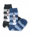 Get into the holiday spirit down to your toes with these whimsical snowman stripe trouser socks from Charter Club.