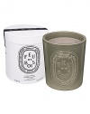 Diptyque teamed up with Virebent, a well-known porcelain manufacturer established in 1924, to make its 'indoor and outdoor' scented candle. It chose earthenware for its rustic touch and hand-crafted look, and because it embodies and brings to life the brand's emblematic oval. This four-wick Diptyque candle is made exclusively by hand and recalls the warm, familiar, sophisticated accord of rare woods throughout the long winter days. Burn time is approximately 150 hours.