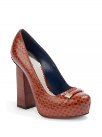 THE LOOKBasket weave-embossed leather upperTop tab detail with metal endsPadded insoleStacked heel, 4½ (115mm)Covered platform, ¾ (20mm)Compares to a 3¾ heel (95mm)THE MATERIALLeather upperLeather lining and soleORIGINMade in Italy THE LOOKBasket weave-embossed leather upperTop tab detail with metal endsPadded insoleStacked heel, 4½ (115mm)Covered platform, ¾ (20mm)Compares to a 3¾ heel (95mm)THE MATERIALLeather upperLeather lining and soleORIGINMade in Italy