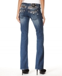 These Miss Me jeans offer head-turning style with embellished pockets and a faded wash. Dress them up with a metallic top, or make them casual with a simple tee. These Miss Me jeans offer head-turning style with embellished pockets and a faded wash. Dress them up with a metallic top, or make them casual with a simple tee.