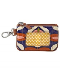 With a key keeper hook, exterior ID window and cute vintage print, this cute coin purse is a stylish tool to tuck in your purse. With a key keeper hook, exterior ID window and cute vintage print, this cute coin purse is a stylish tool to tuck in your purse.