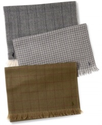 Polo Ralph Lauren takes the kind of traditional pattern you'd expect on an ascot and puts it on neckwear with the ease and amplitude of a scarf. Polo Ralph Lauren takes the kind of traditional pattern you'd expect on an ascot and puts it on neckwear with the ease and amplitude of a scarf.